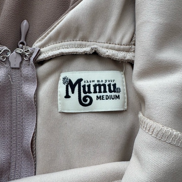 Show Me Your MuMu Jenn Maxi Dress Medium in Dune Chiffon - Picture 8 of 11